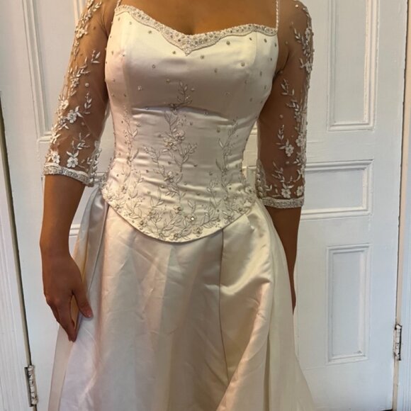 2 Piece Wedding Dress Beaded Embroidered Gown - Picture 4 of 14